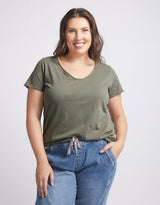 Elm - Fundamental Vee Tee - Khaki - paulaglazebrook Tops