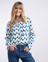 Janey Geo Shirt - Navy Geo Print