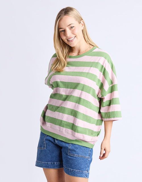 elm-mazie-block-stripe-sweat-forest-green-pink-lady-stripe-womens-clothing