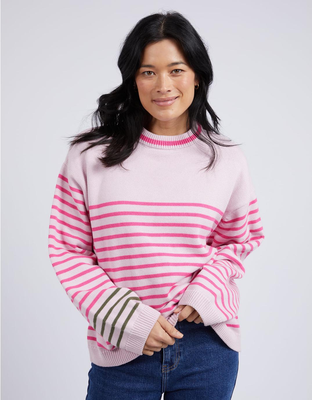 elm-penny-stripe-knit-powder-pink-shocking-pink-stripe-womens-clothing