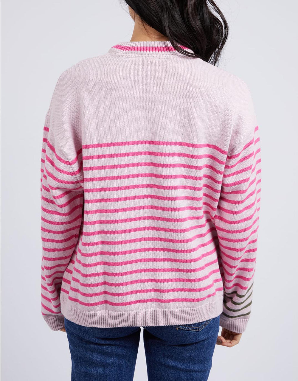 elm-penny-stripe-knit-powder-pink-shocking-pink-stripe-womens-clothing