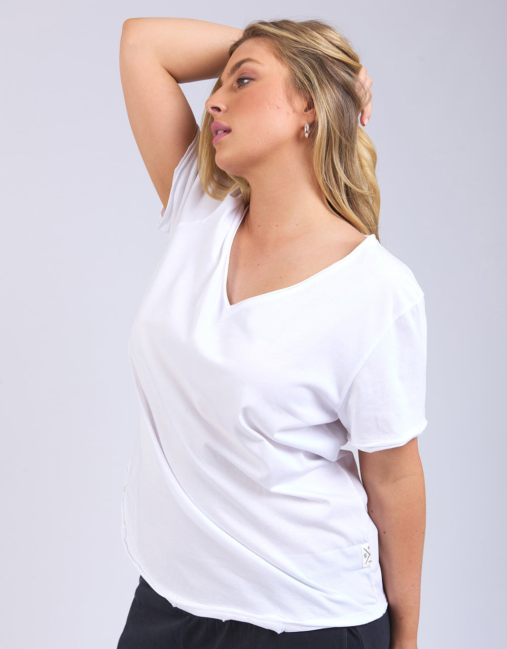 Plus Size Pima Vee Tee - White