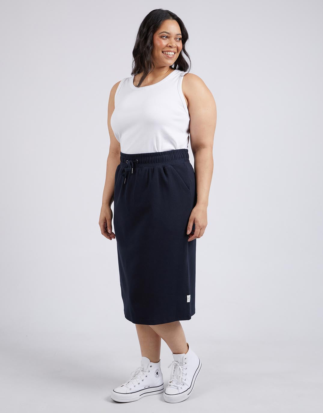Rib Midi Skirt - Dark Sapphire