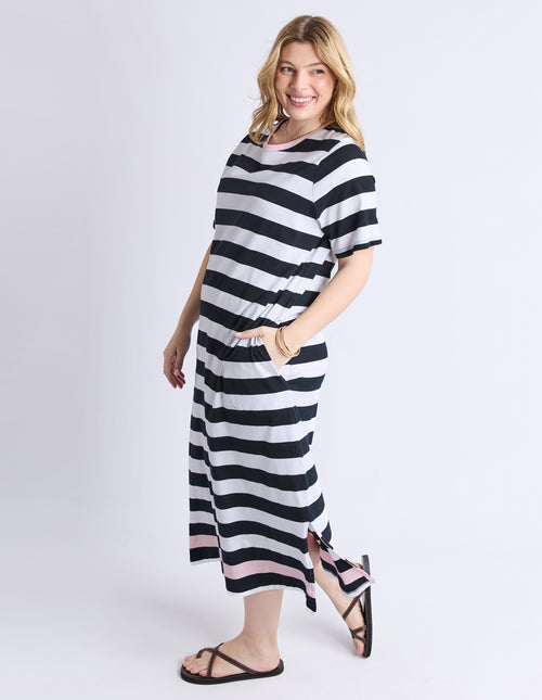 elm-sorrento-dress-black-white-stripe-womens-clothing