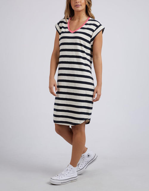 Elm - Sunny Tee Dress - Navy Stripe - White & Co Living Dresses