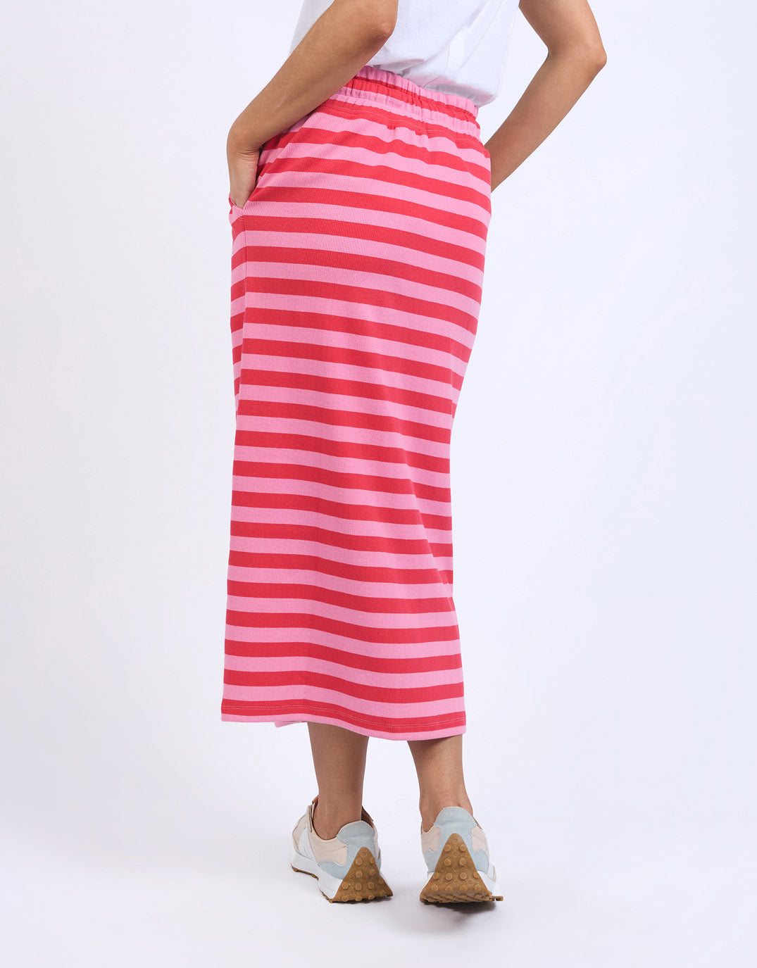 Sunset Stripe Skirt - Bittersweet & Strawberry Pink Stripe