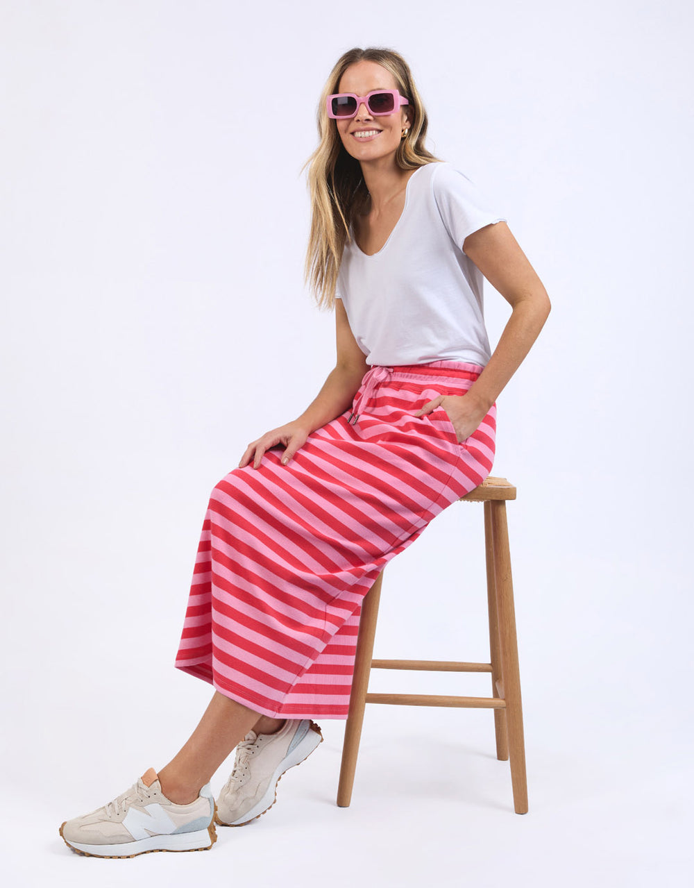 Sunset Stripe Skirt - Bittersweet & Strawberry Pink Stripe