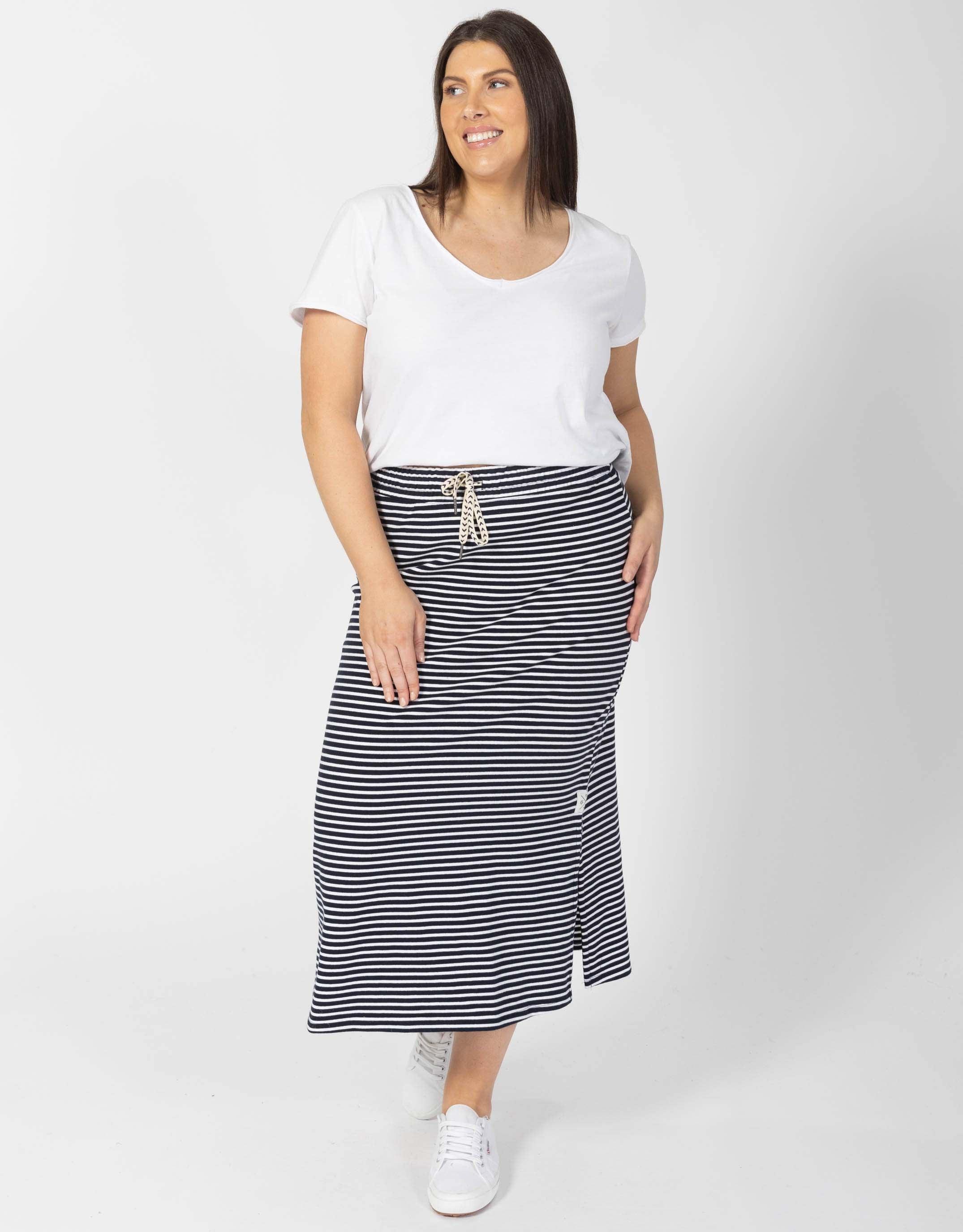 Navy white striped maxi skirt best sale