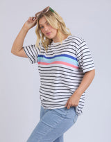 Zena Tee - White And Navy Stripe