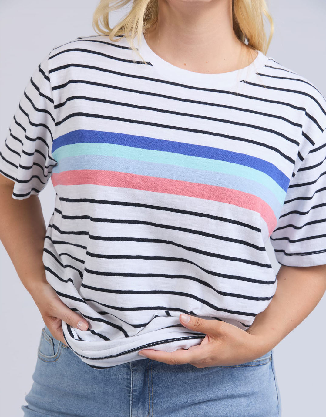 Zena Tee - White And Navy Stripe