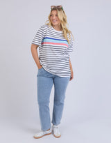 Zena Tee - White And Navy Stripe