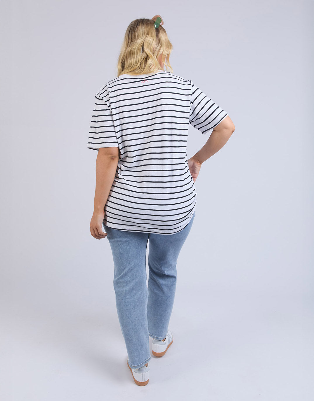 Zena Tee - White And Navy Stripe