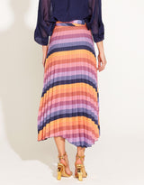 Fate and Becker - Sunset Dream Pleated Midi Skirt - Sunset Stripe - White & Co Living Skirts
