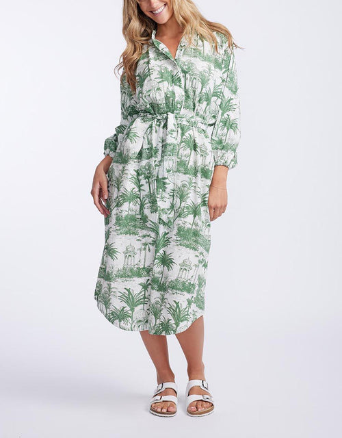 Florencia The Label - Madalena Maxi Dress - Khaki Palm Print - White & Co Living Dresses