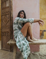 Florencia The Label - Porter Wrap Maxi Dress - Khaki Palm - White & Co Living Dresses