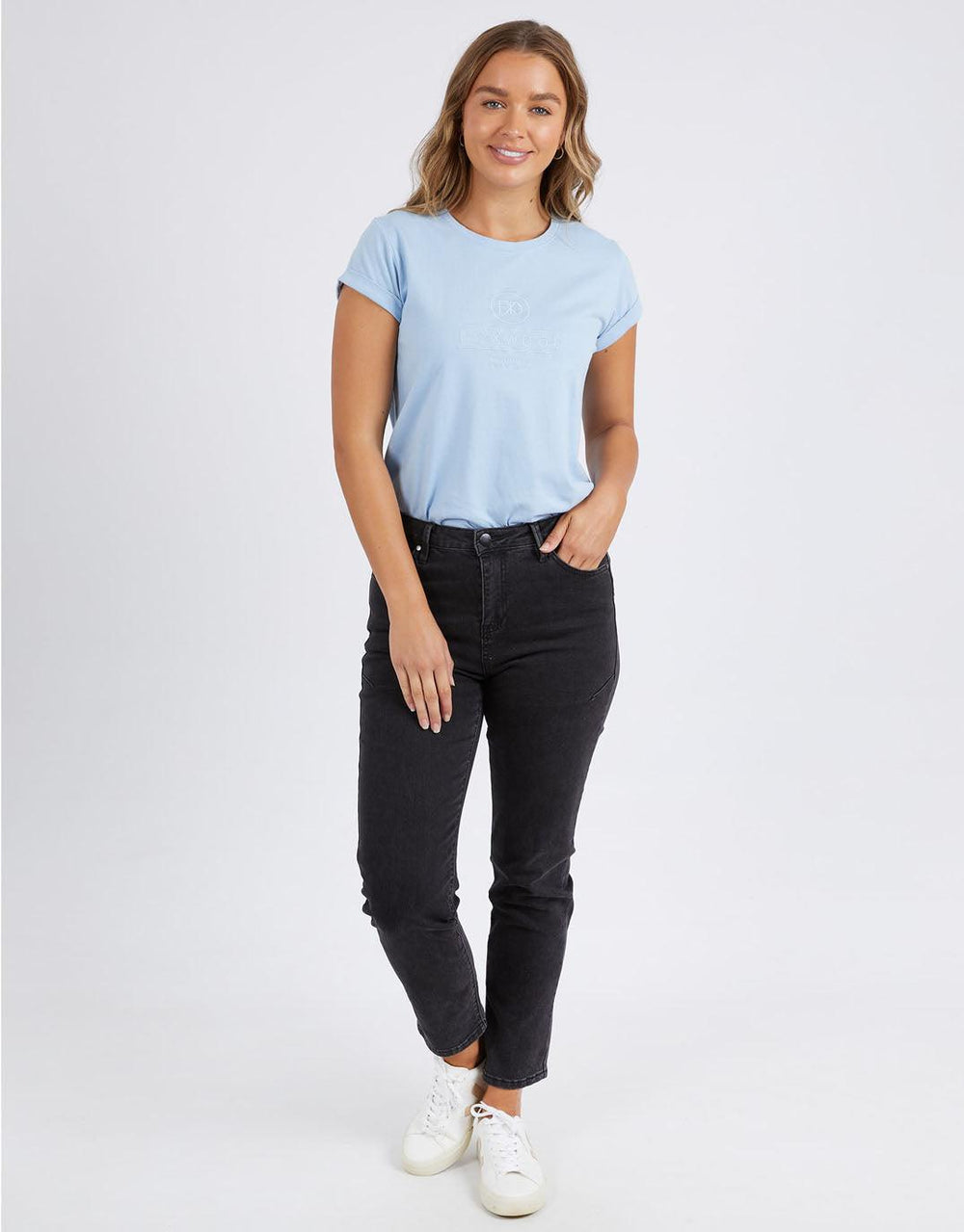 Foxwood - Everyday Tee - Sky Blue - White & Co Living Tops