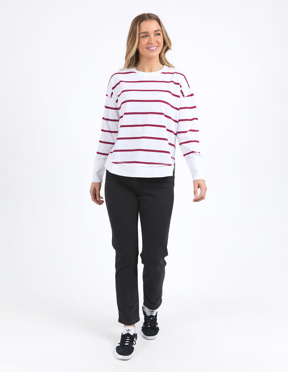 foxwood-farrah-stripe-long-sleeve-white-beetroot-red-stripe-womens-clothing