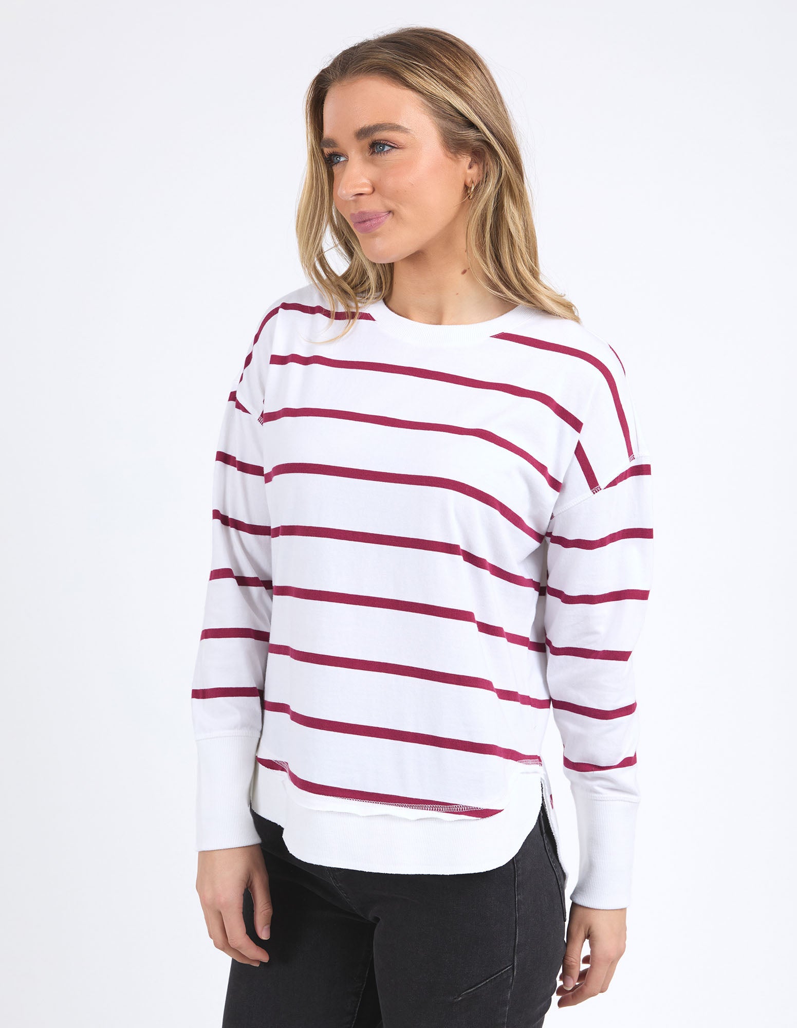 foxwood-farrah-stripe-long-sleeve-white-beetroot-red-stripe-womens-clothing