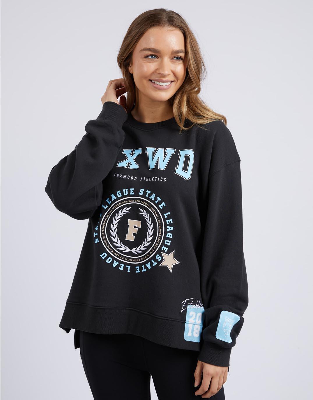 Foxwood - Get There Crew - Washed Black - White & Co Living Jumpers