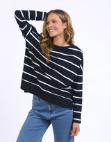 Jayne Stripe Throw On Top - Navy/White Stripe