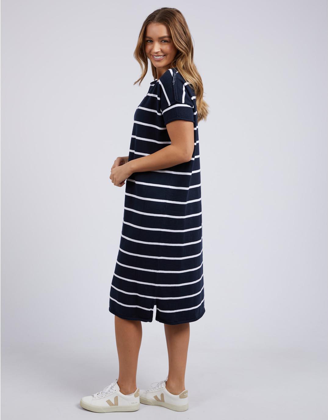 Foxwood - Margot Stripe Knit Dress - Navy & White Stripe - White & Co Living Dresses