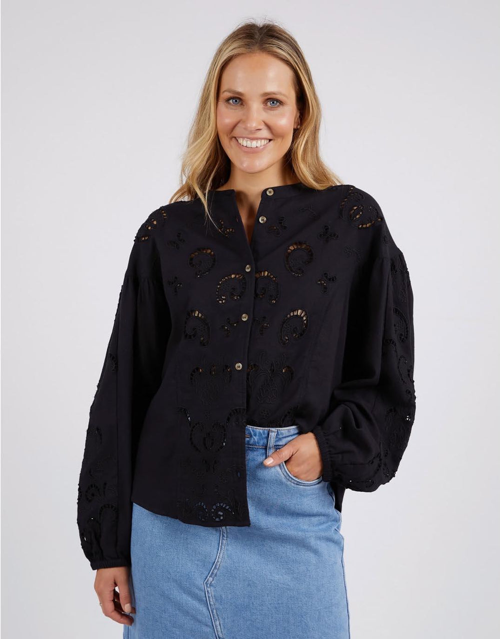 Foxwood - Marlow Blouse - Black - White & Co Living Tops
