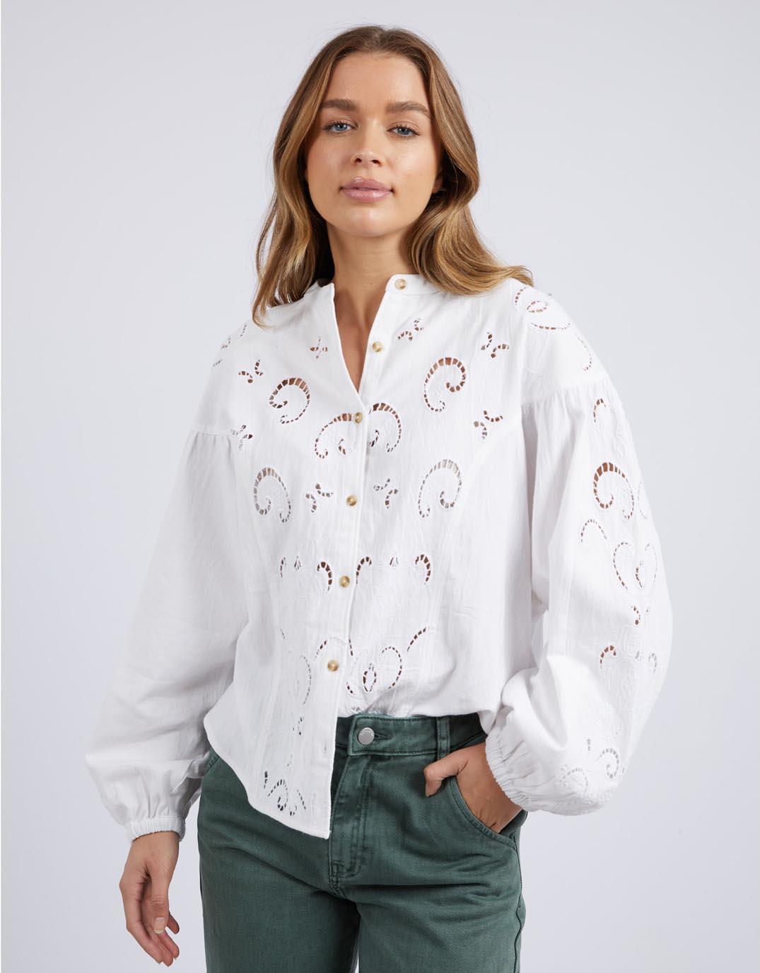 Foxwood - Marlow Blouse - Egret - White & Co Living Tops
