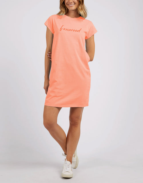 Signature Embroidery Tee Dress - Neon Peach