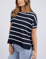 Foxwood - Tahlia Stripe Tee - Navy & White Stripe - White & Co Living Tops