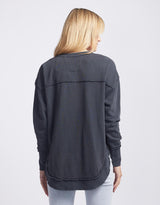 White & Co. | Foxwood Clothing | Washed Simplified Crew - Washed Black | Cotton Jumper