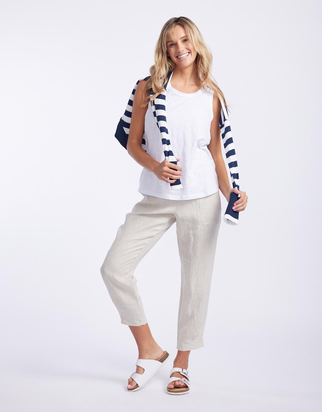 Gordon Smith - Jersey Waist Pant - Natural - White & Co Living Pants