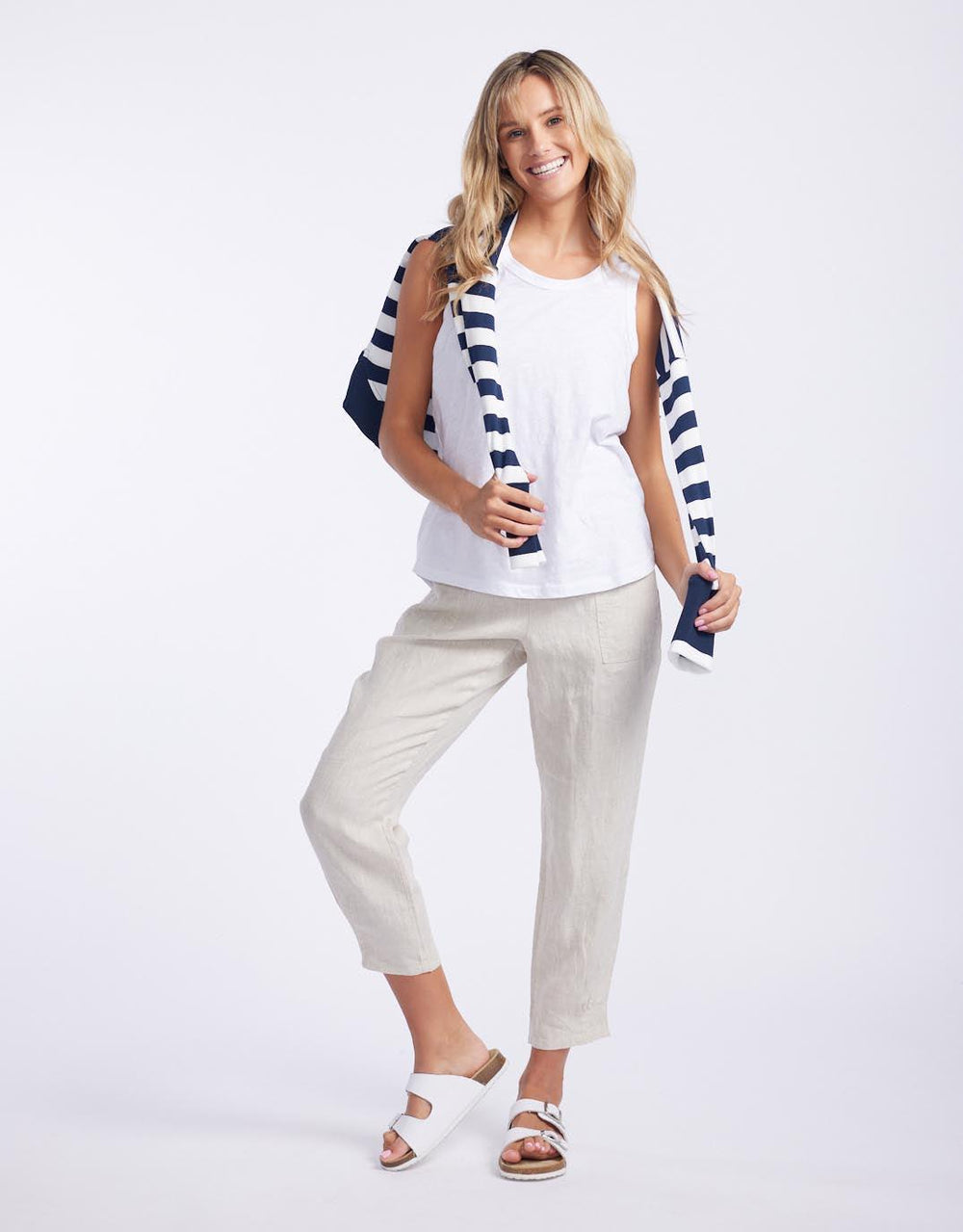 Gordon Smith - Jersey Waist Pant - Natural - White & Co Living Pants