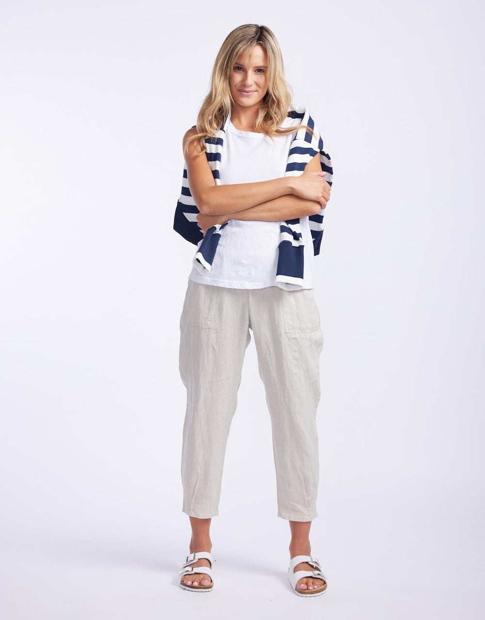 Gordon Smith - Jersey Waist Pant - Natural - White & Co Living Pants