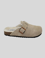 Human Shoes - Lego Suede Slides - Sand - White & Co Living Shoes