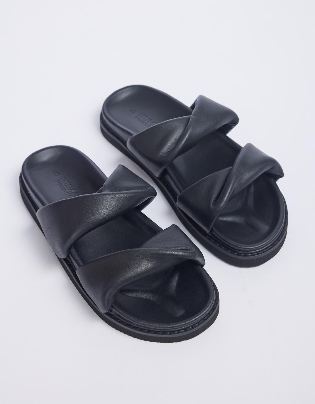 Human Shoes - Tactful Slides - Black - paulaglazebrook Shoes