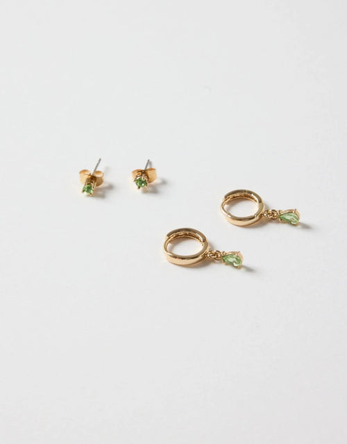 humble-heart-emerald-huggie-stud-set-gold
