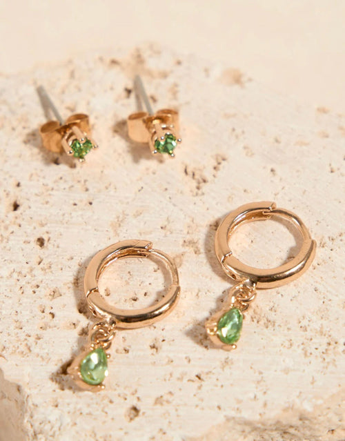 humble-heart-emerald-huggie-stud-set-gold
