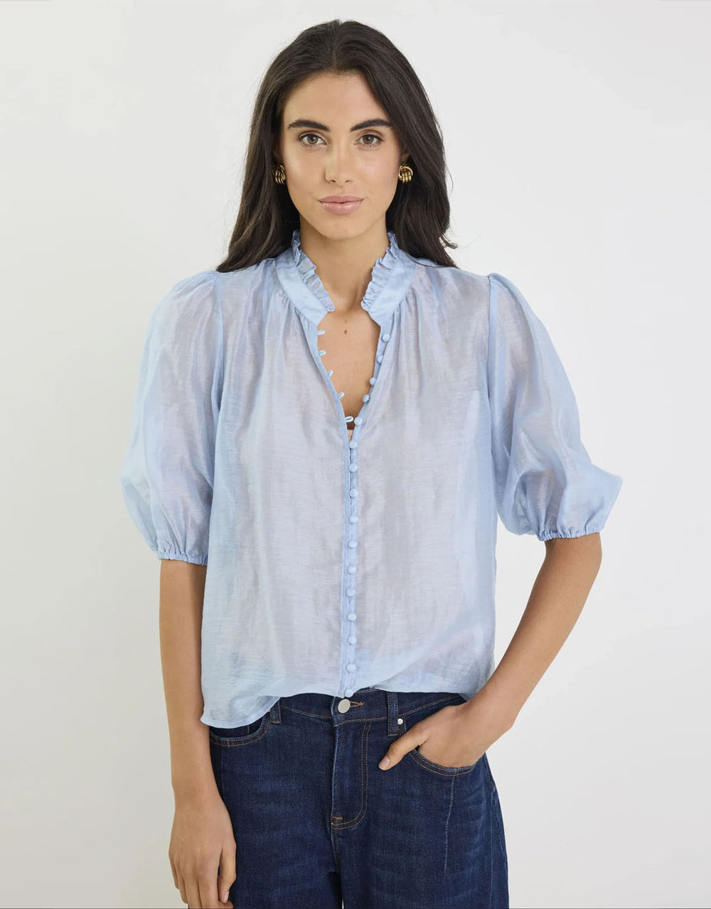 Continuance Short Sleeve Top - Pale Blue