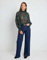 ivy-jack-emphatic-ditsy-print-shirred-neck-long-sleeve-top-khaki-womens-clothing