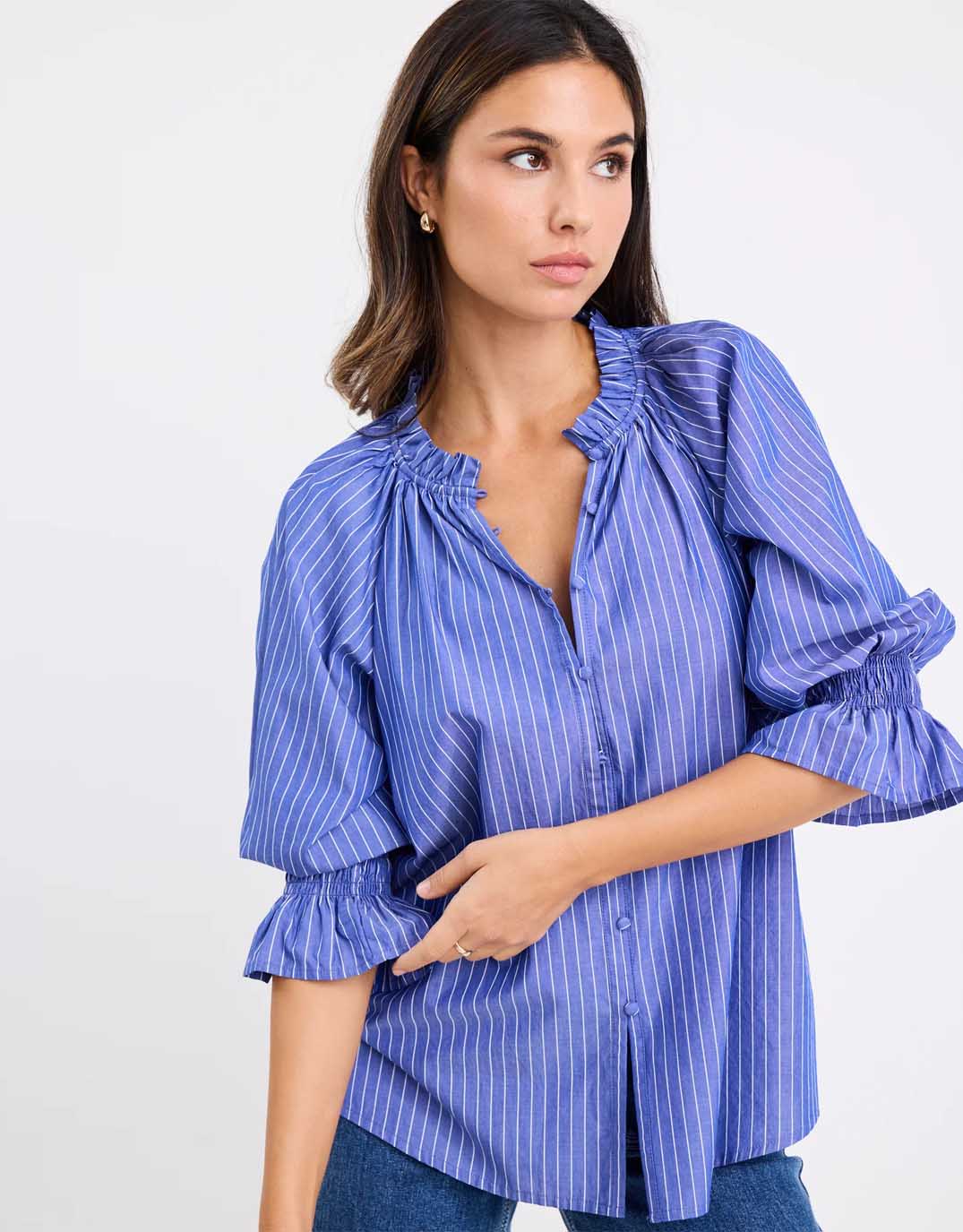 ivy-jack-noetic-short-sleeve-blouse-dark-blue-stripe-womens-clothing