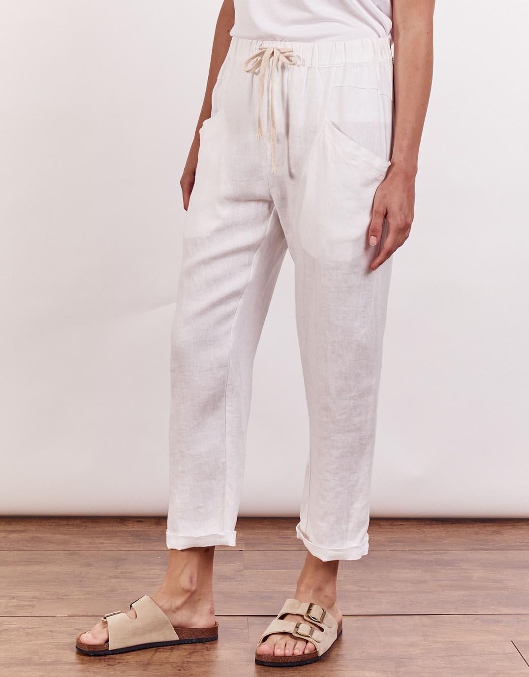 Little Lies - Luxe Linen Pants - White - White & Co Living Pants