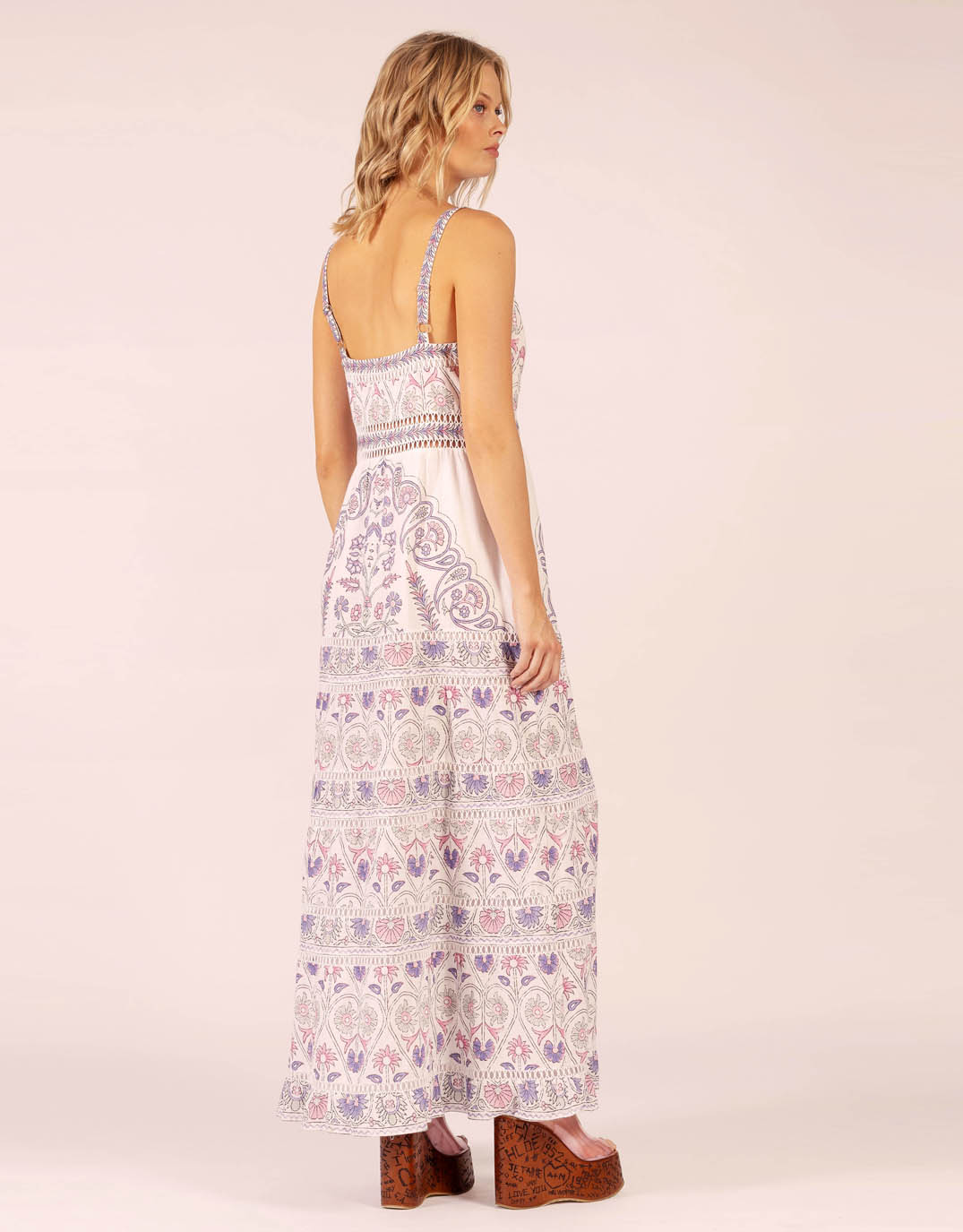 Anu Button Maxi - Hindi White