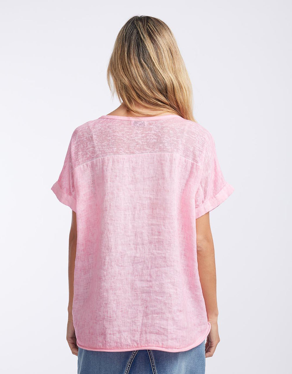 Love from Italy - V Neck Calypso Short Sleeve Top - Baby Pink - White & Co Living Tops