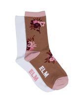 Posy Floral Ankle Socks 2pk - Tan Floral & White