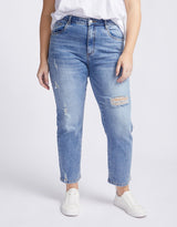 Saint Rose - Noelle Straight Leg Jean - Distressed Blue - White & Co Living Jeans