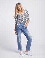 Saint Rose - Noelle Straight Leg Jean - Distressed Blue - White & Co Living Jeans