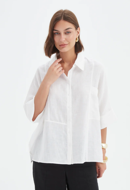 Seam Detail Boxy Shirt - White