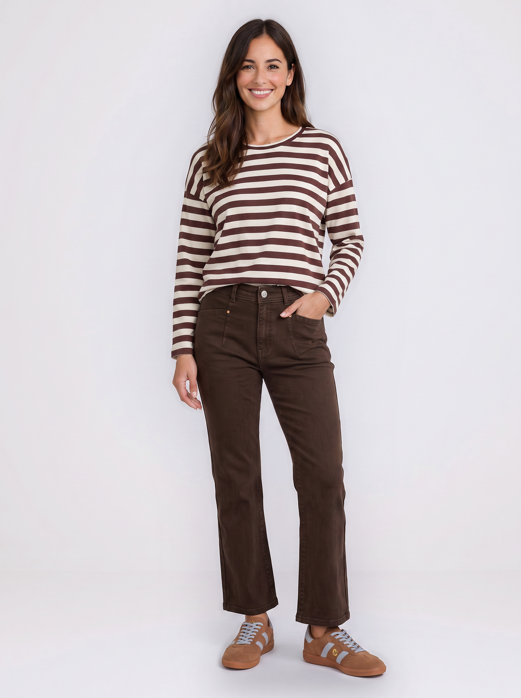 Sophia Cropped Stretch Jean - Chocolate