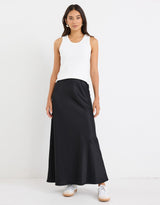 Prodigy Satin Bias Maxi Skirt - Black