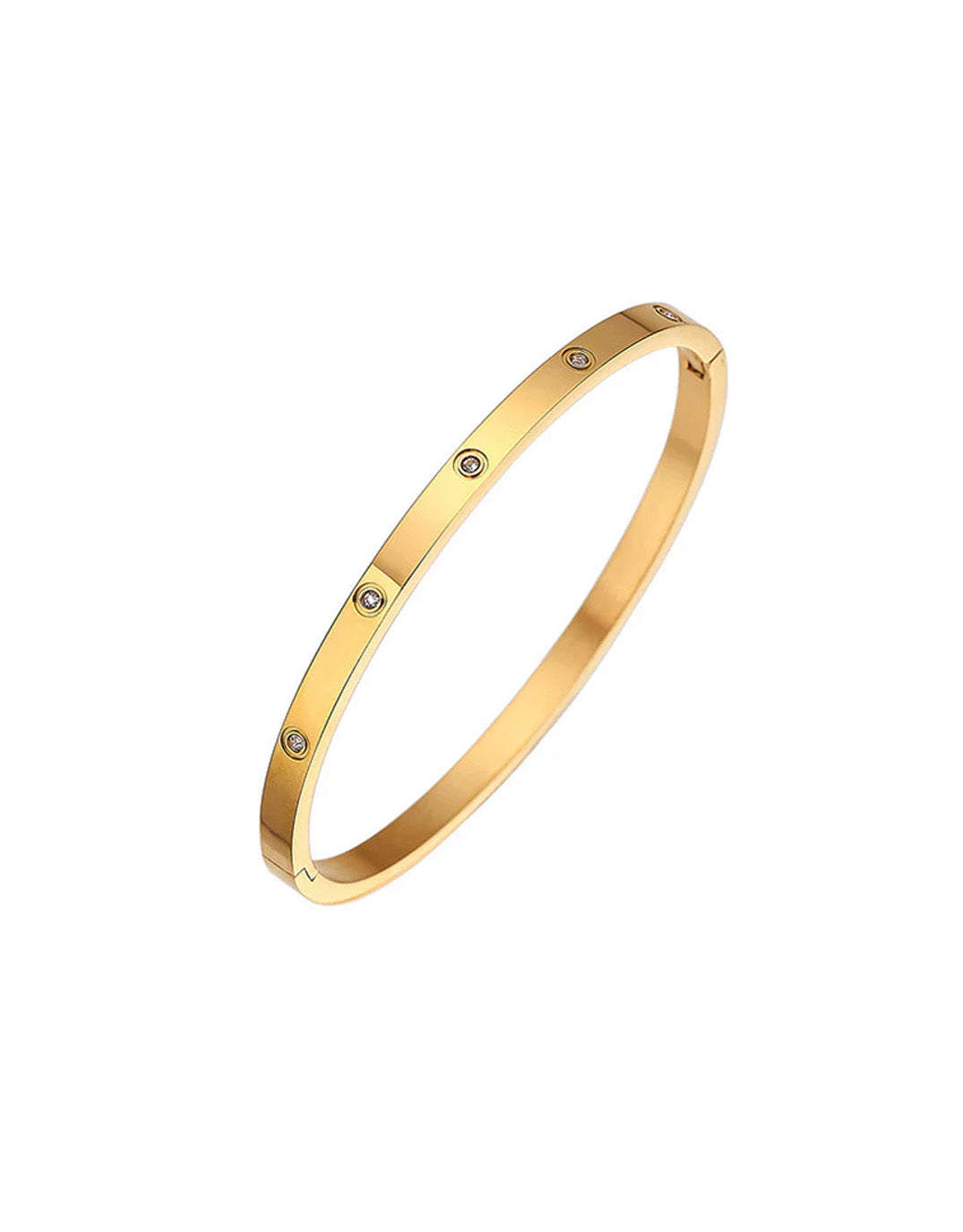 Stainless Steel CZ Bangle - Gold